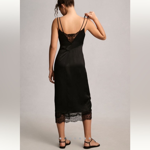 NWT By Anthropologie Lace Button-Front Slip Dress Size 4 Black - Picture 2 of 6